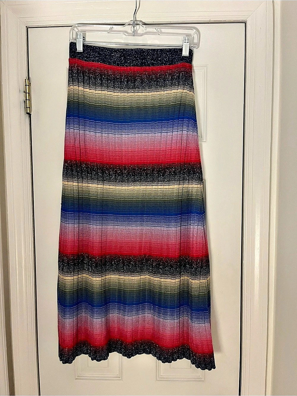 Zara Multicolor & Red Striped Maxi Skirt